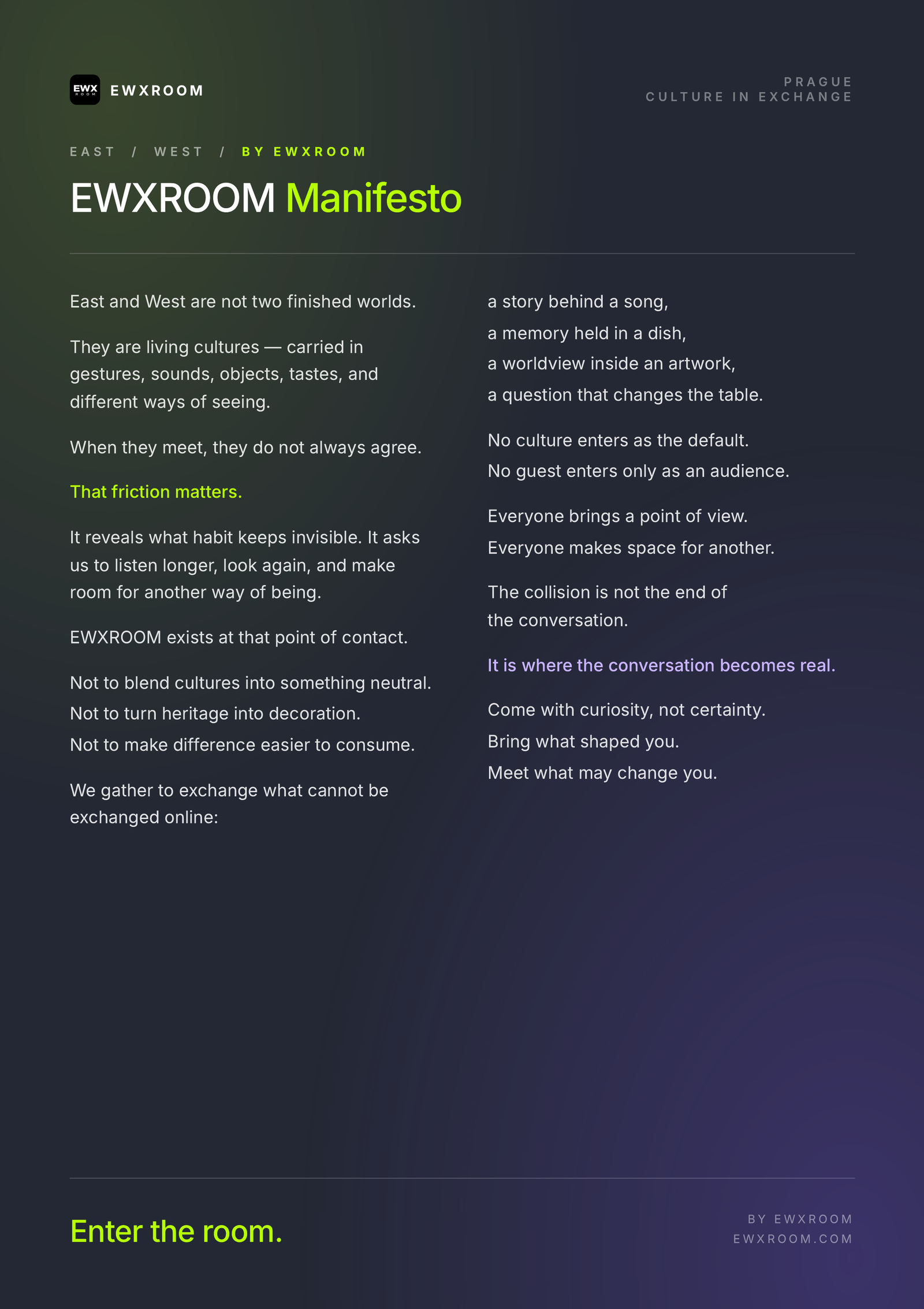 EWXROOM manifesto poster